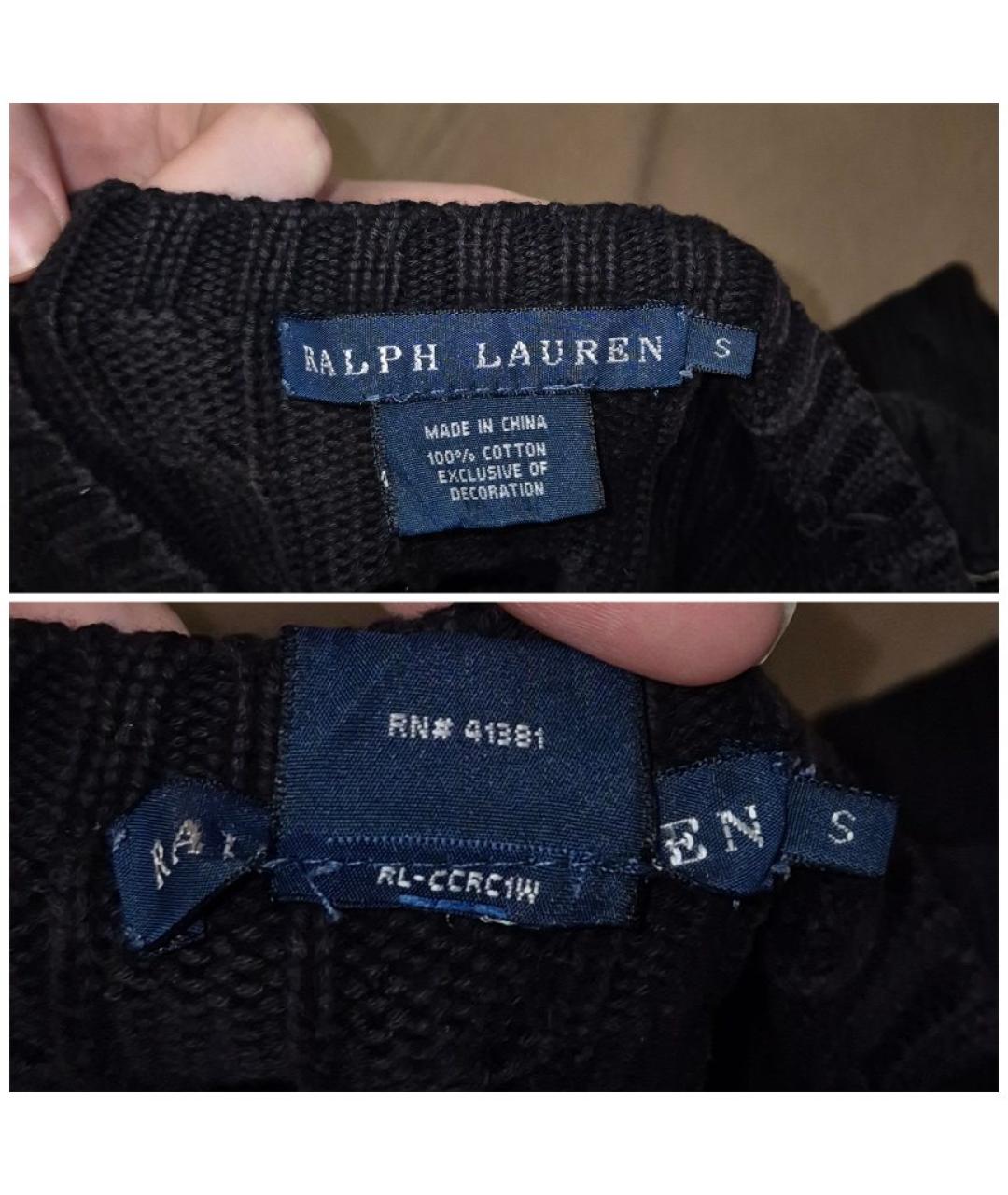 RALPH LAUREN Черный хлопковый джемпер / свитер, фото 6