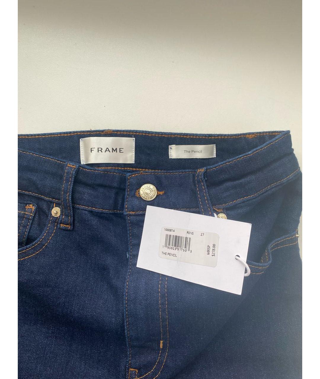 FRAME Темно-синие хлопко-эластановые джинсы слим, фото 5