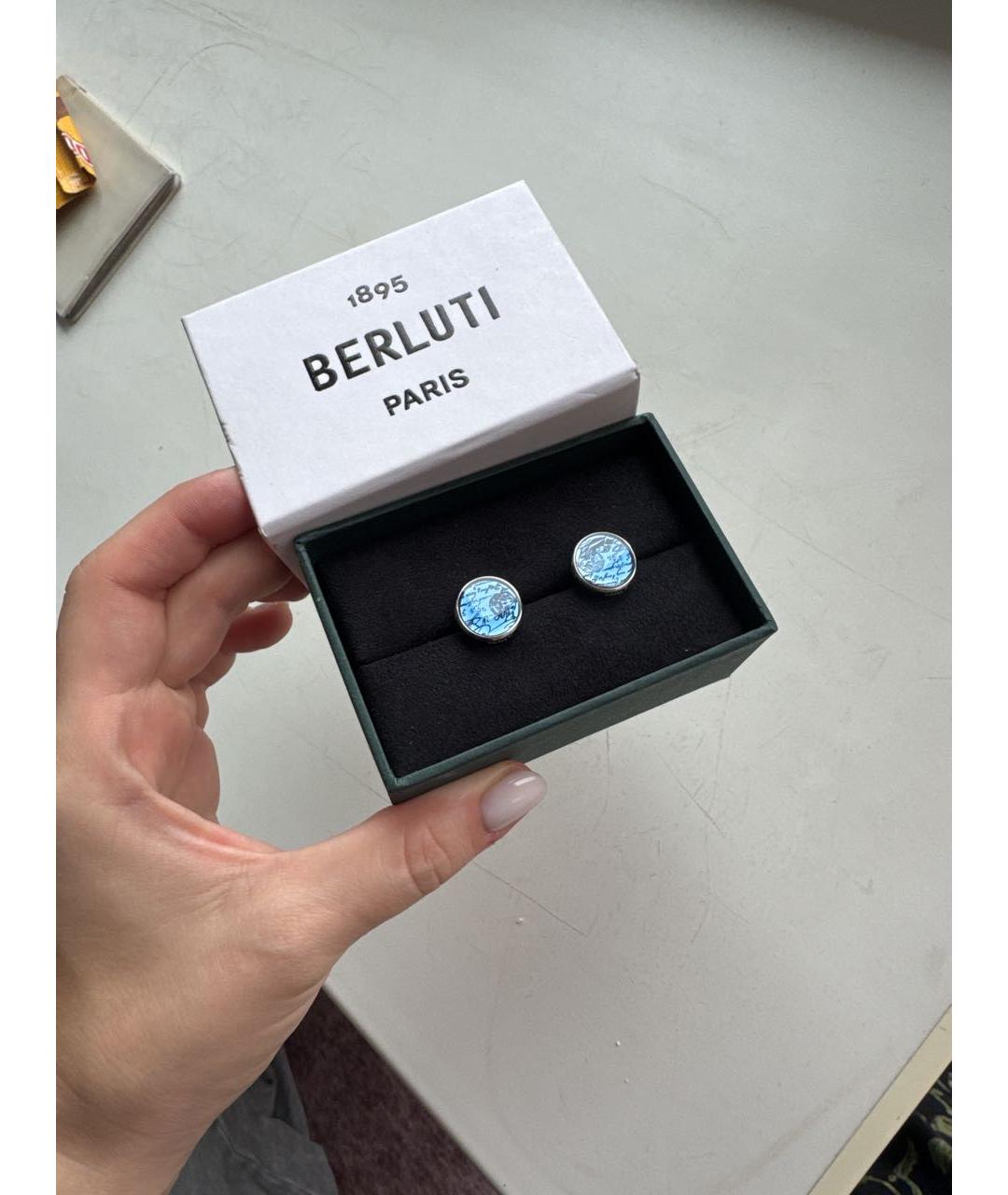 BERLUTI Синие серебряные запонки, фото 3