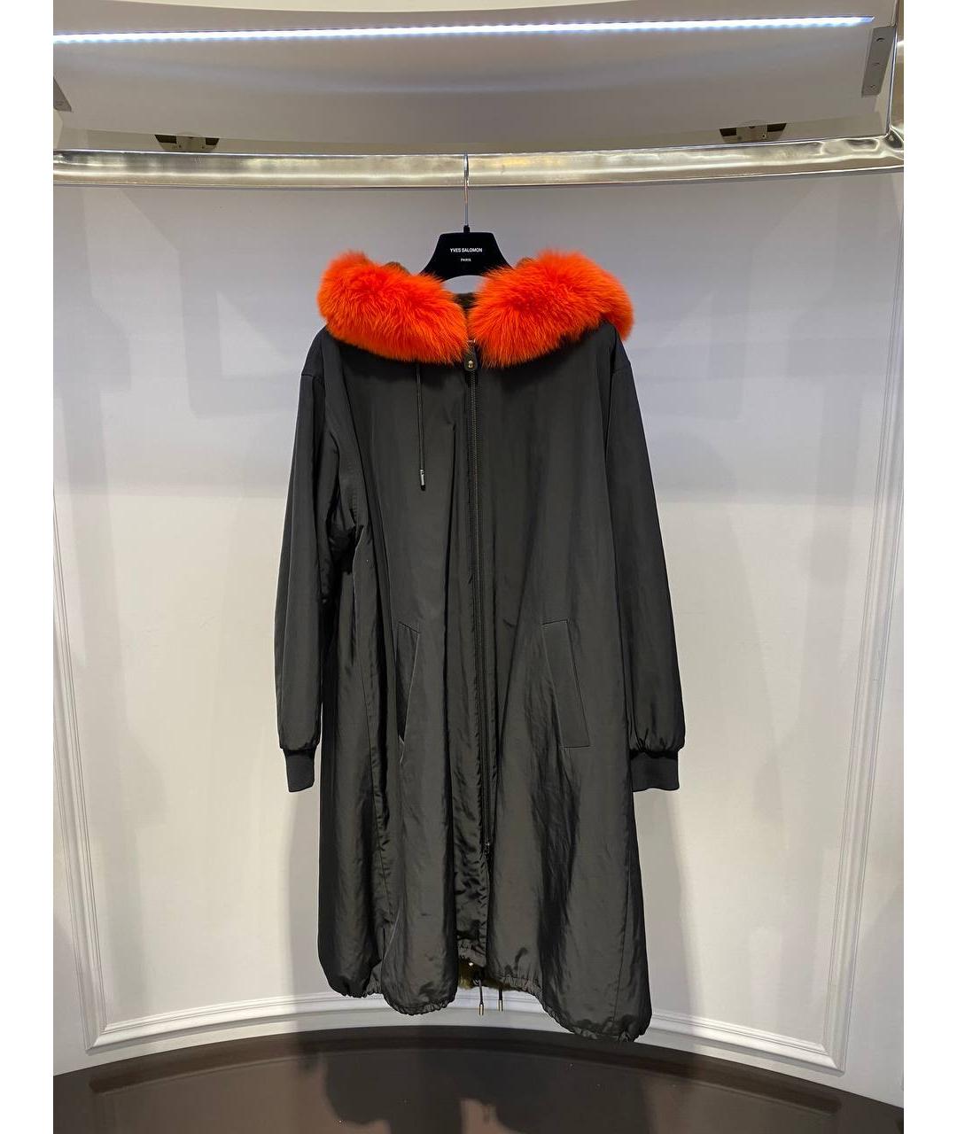 YVES SALOMON Черное полиэстеровое пальто, фото 3