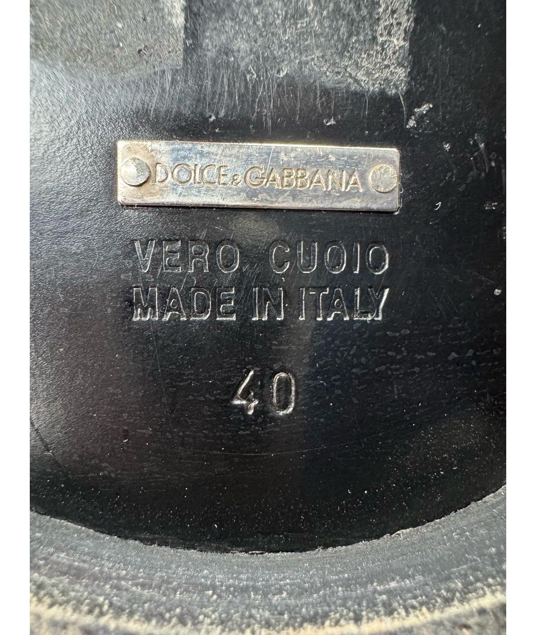 DOLCE&GABBANA Черные кожаные полусапоги, фото 5