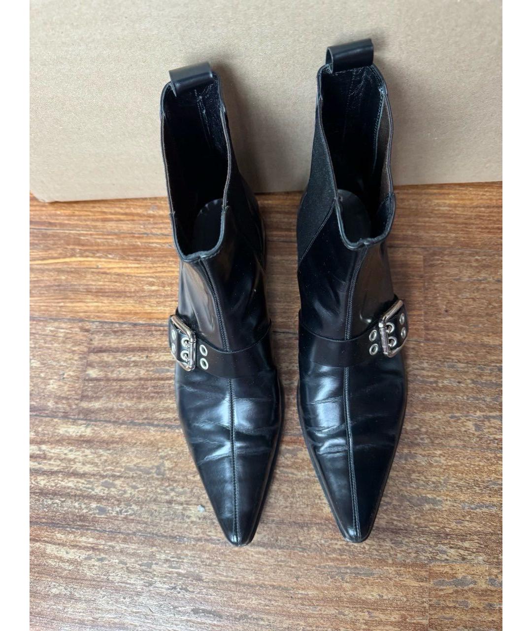 DOLCE&GABBANA Черные кожаные полусапоги, фото 3