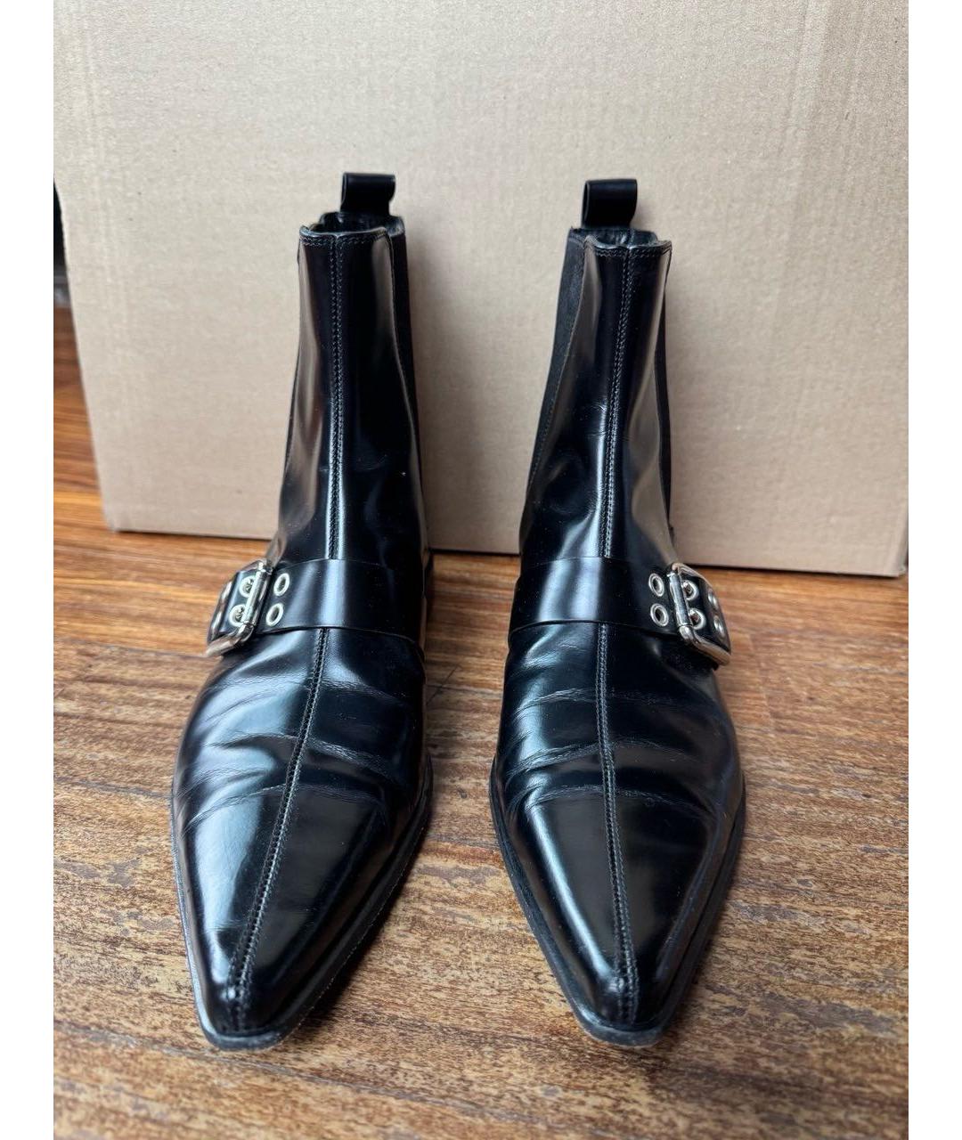 DOLCE&GABBANA Черные кожаные полусапоги, фото 2