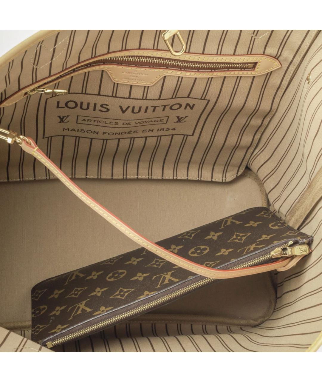 LOUIS VUITTON Коричневая кожаная сумка тоут, фото 5