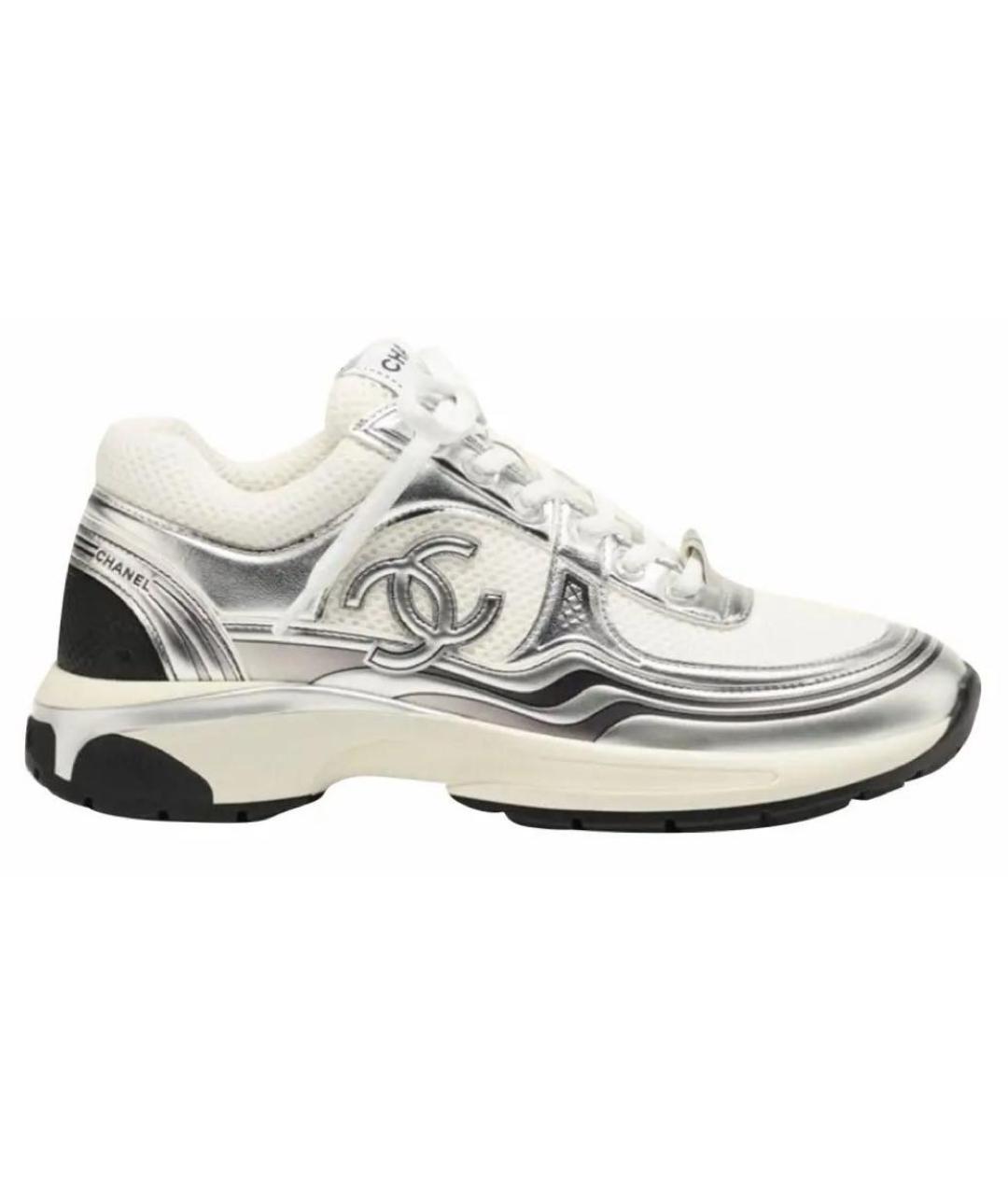 CHANEL Белые текстильные кроссовки, фото 1