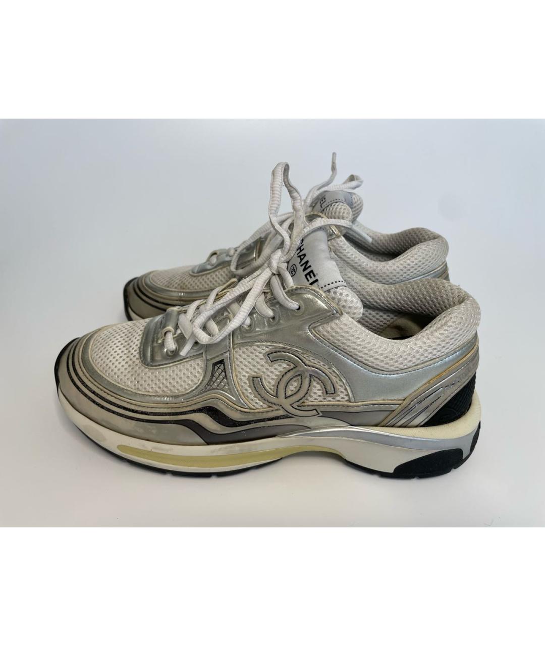 CHANEL Белые текстильные кроссовки, фото 4