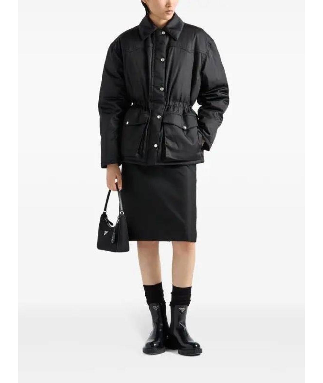 PRADA Черный полиэстеровый пуховик, фото 3