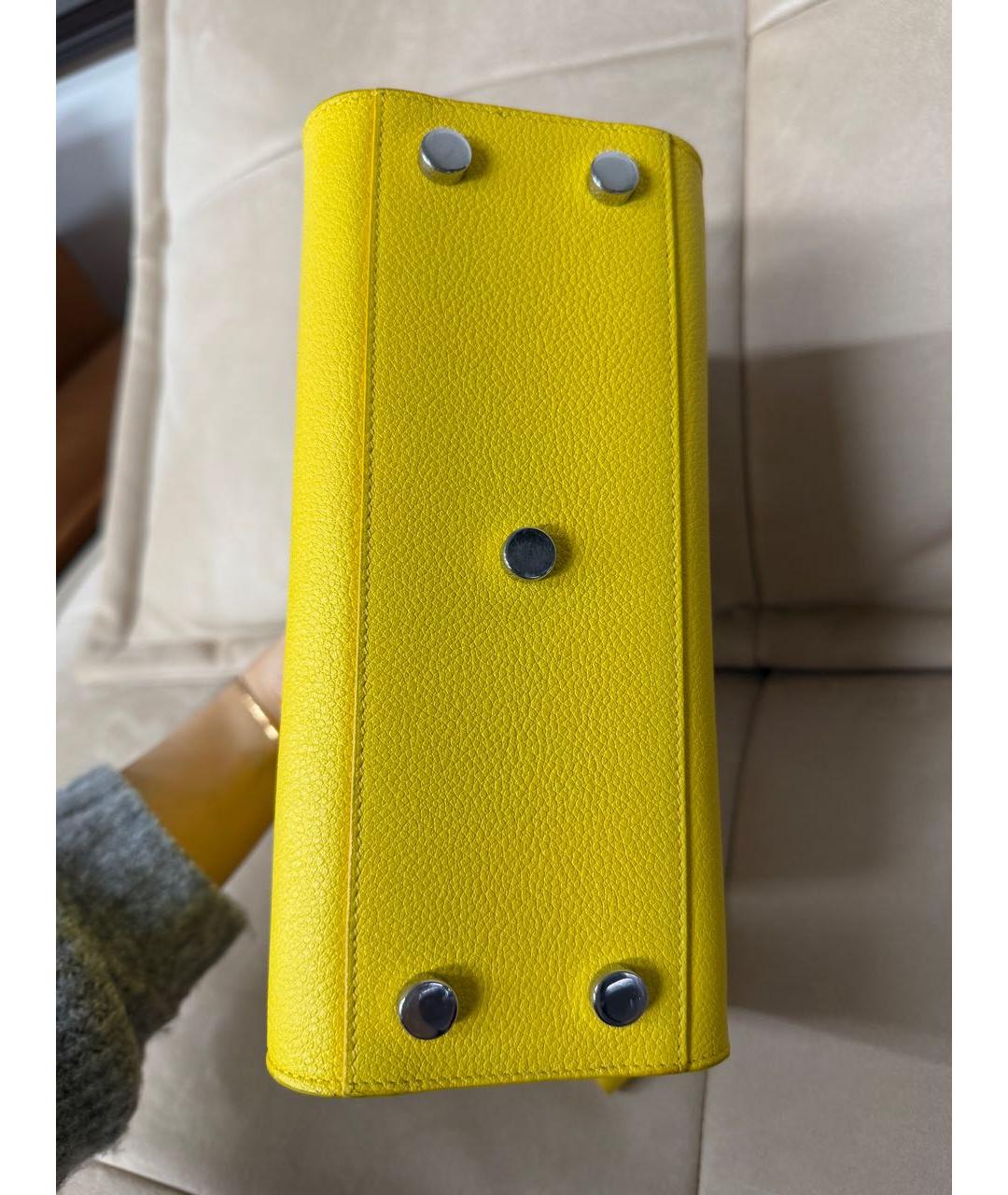 SAINT LAURENT Желтая кожаная сумка тоут, фото 4