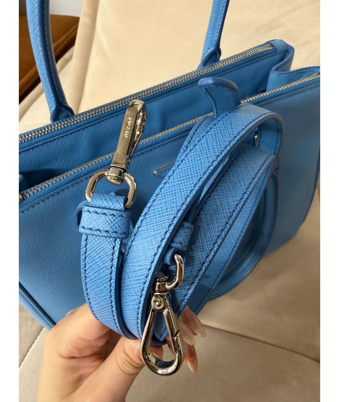 PRADA Голубая кожаная сумка тоут, фото 6