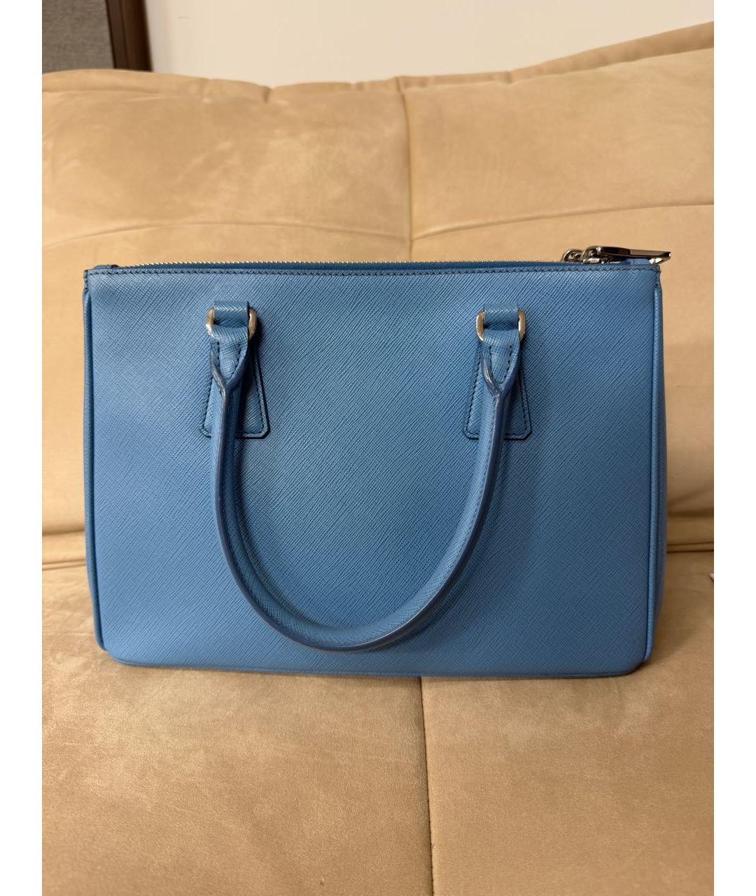 PRADA Голубая кожаная сумка тоут, фото 3