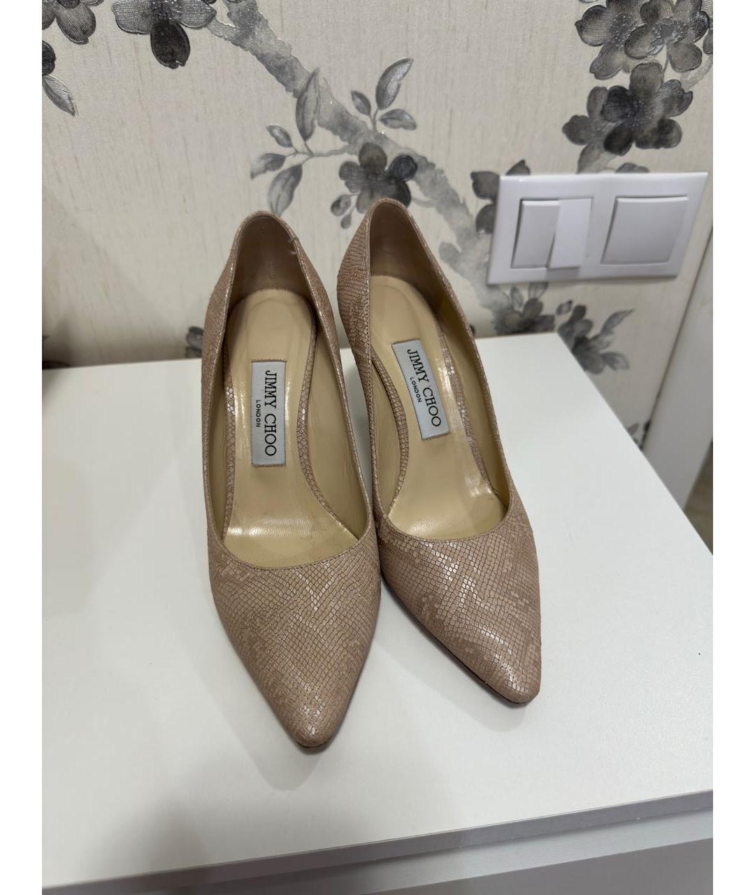 JIMMY CHOO Бежевые кожаные туфли, фото 2