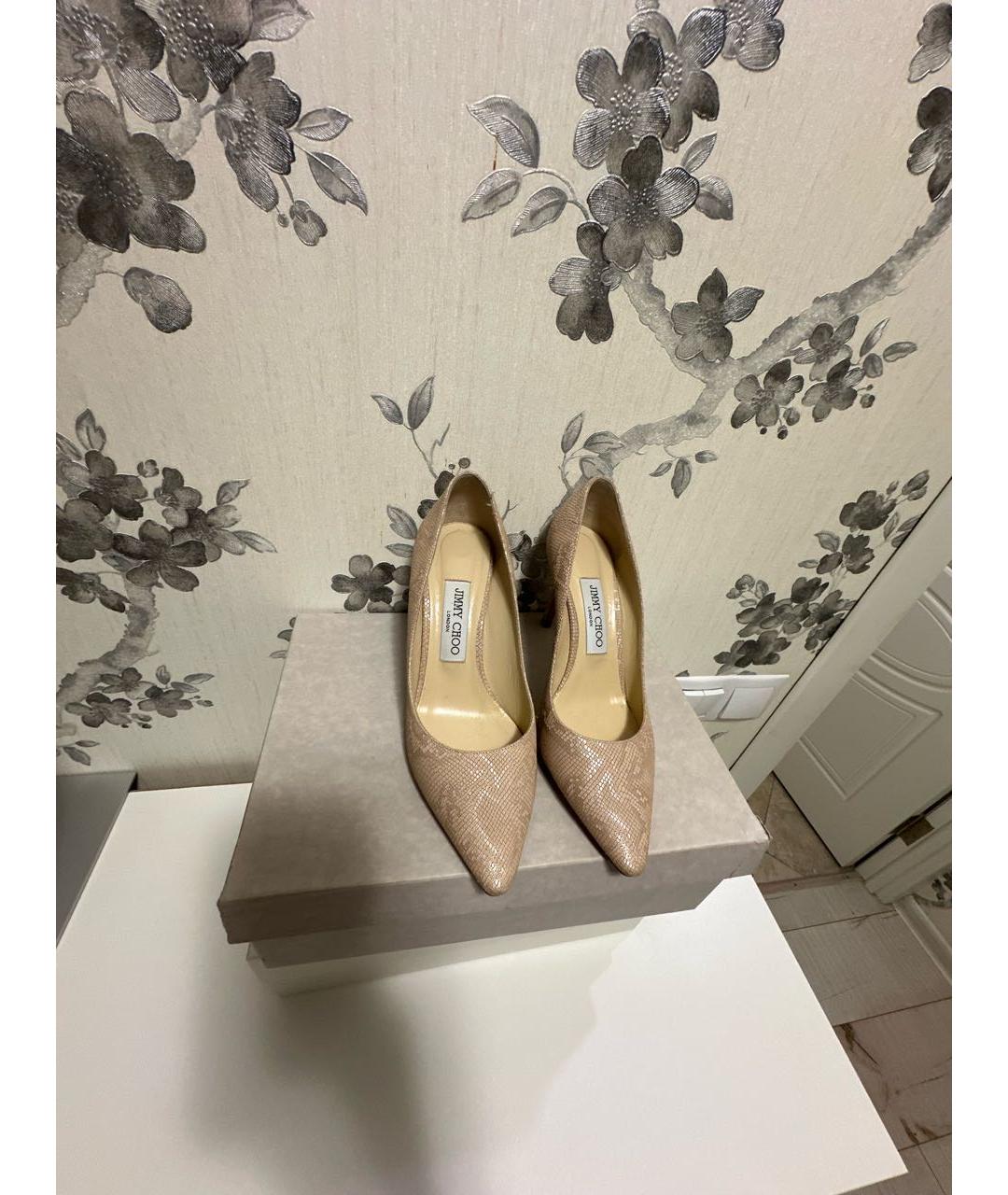 JIMMY CHOO Бежевые кожаные туфли, фото 3