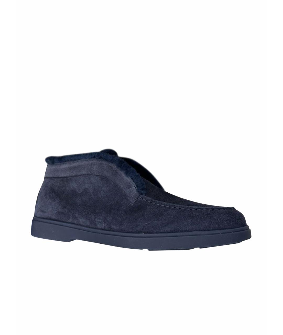 SANTONI Темно-синие замшевые лоферы, фото 1