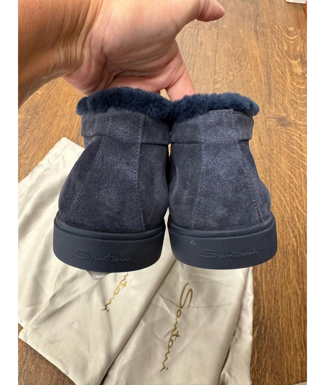 SANTONI Темно-синие замшевые лоферы, фото 4