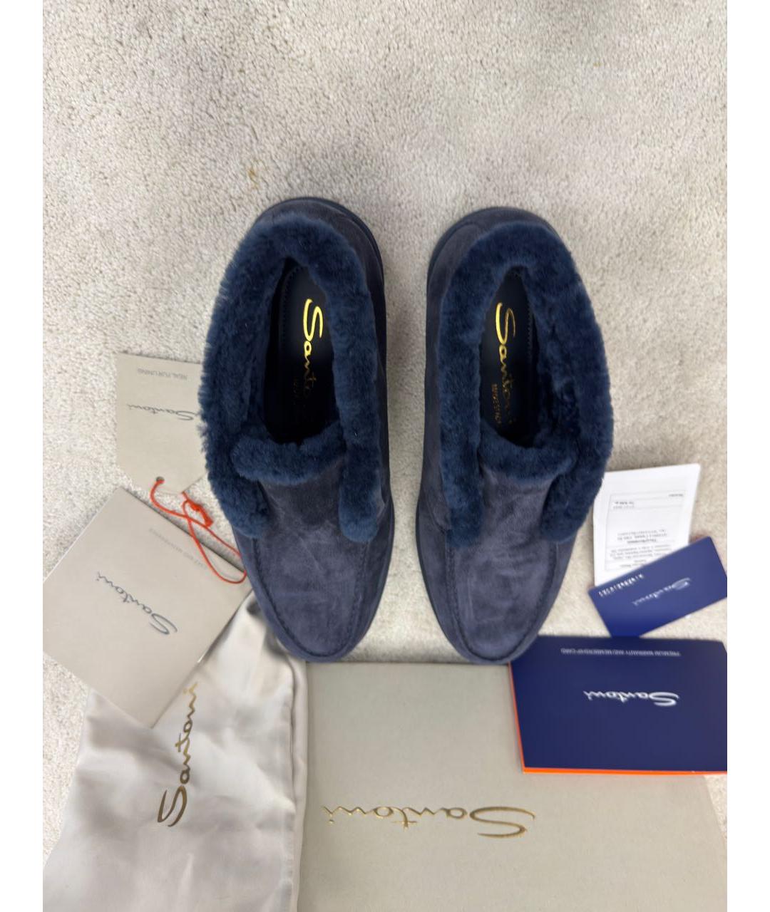 SANTONI Темно-синие замшевые лоферы, фото 3
