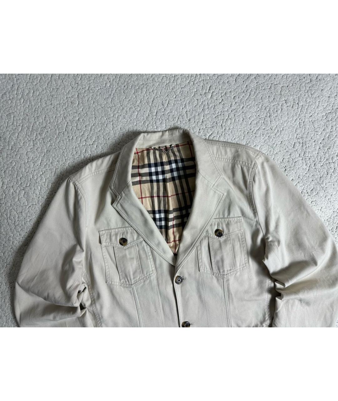BURBERRY Бежевый хлопковый пиджак, фото 2