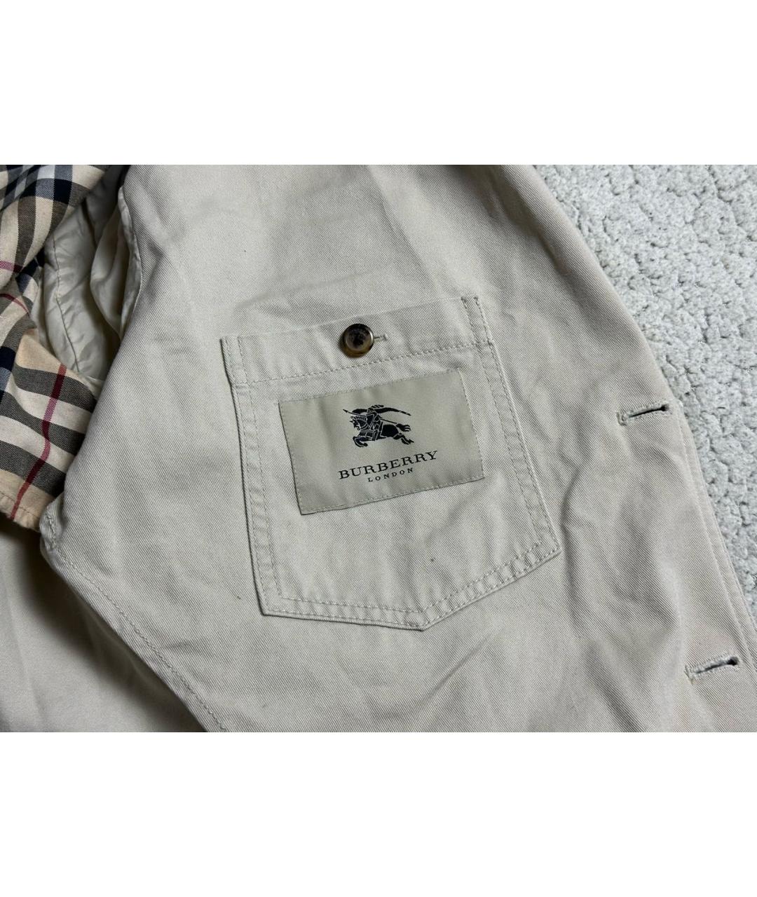 BURBERRY Бежевый хлопковый пиджак, фото 6