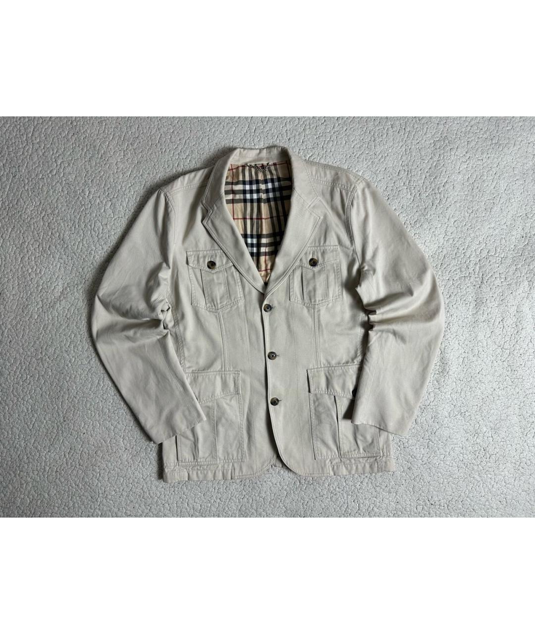 BURBERRY Бежевый хлопковый пиджак, фото 9
