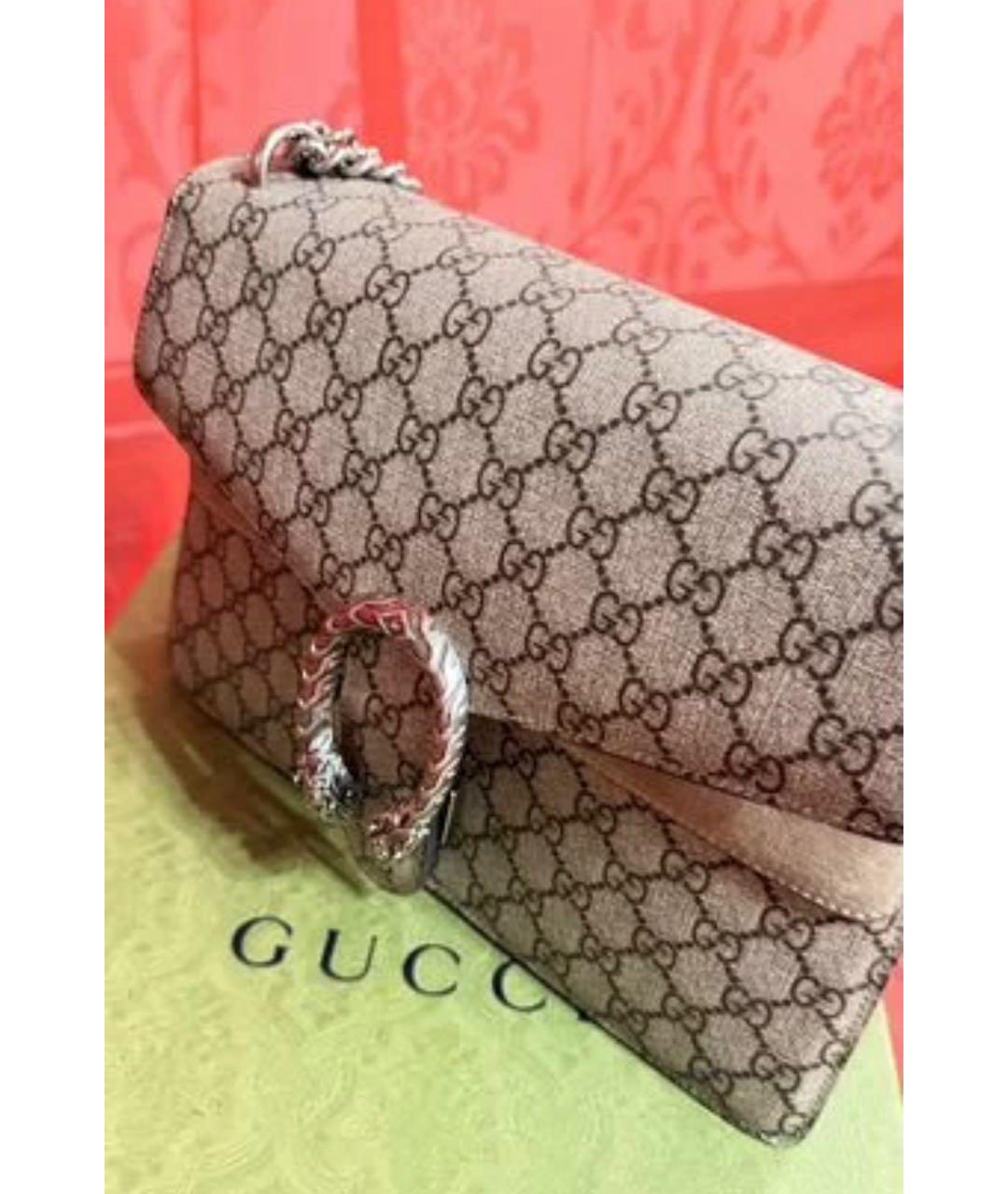 GUCCI Бежевая жаккардовая сумка через плечо, фото 5