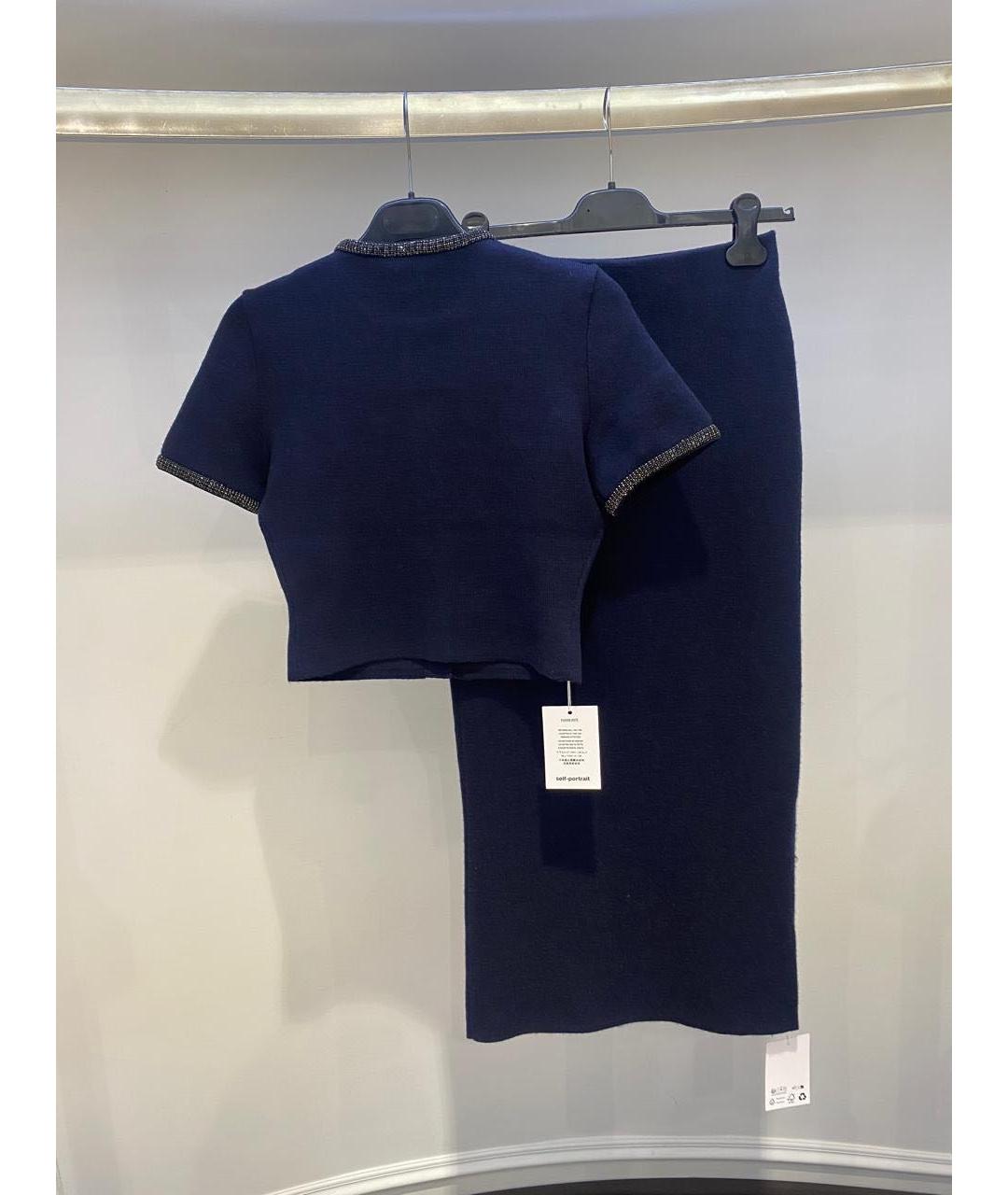 SELF-PORTRAIT Темно-синий шерстяной костюм с юбками, фото 2