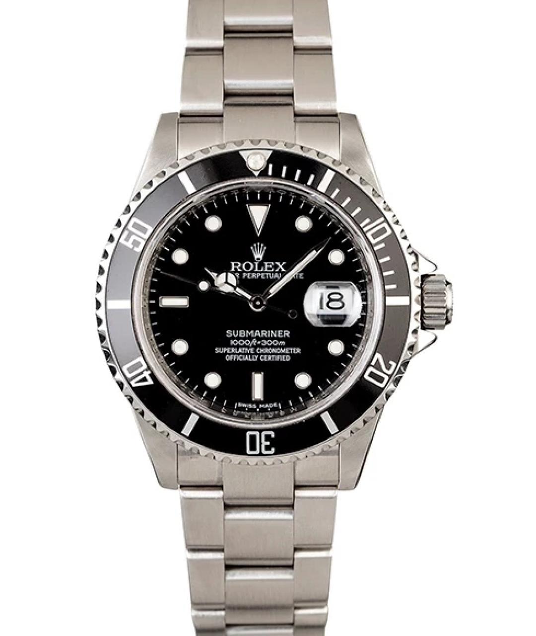 ROLEX Черные металлические часы, фото 1