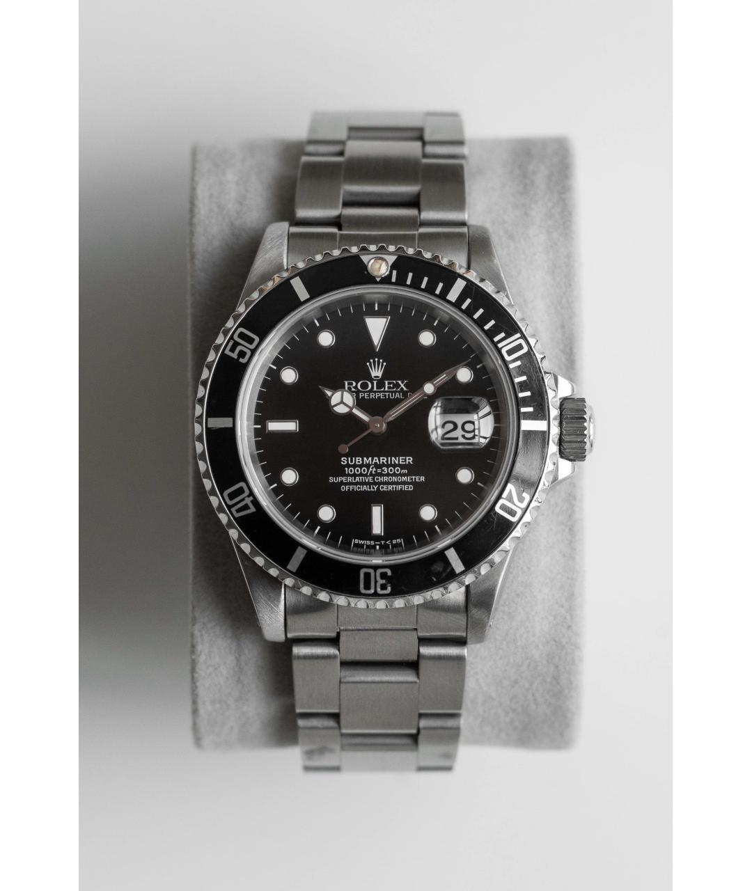 ROLEX Черные металлические часы, фото 2