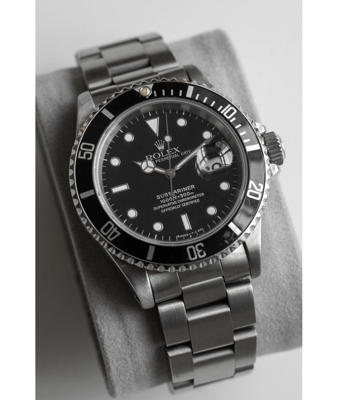 ROLEX Черные металлические часы, фото 3