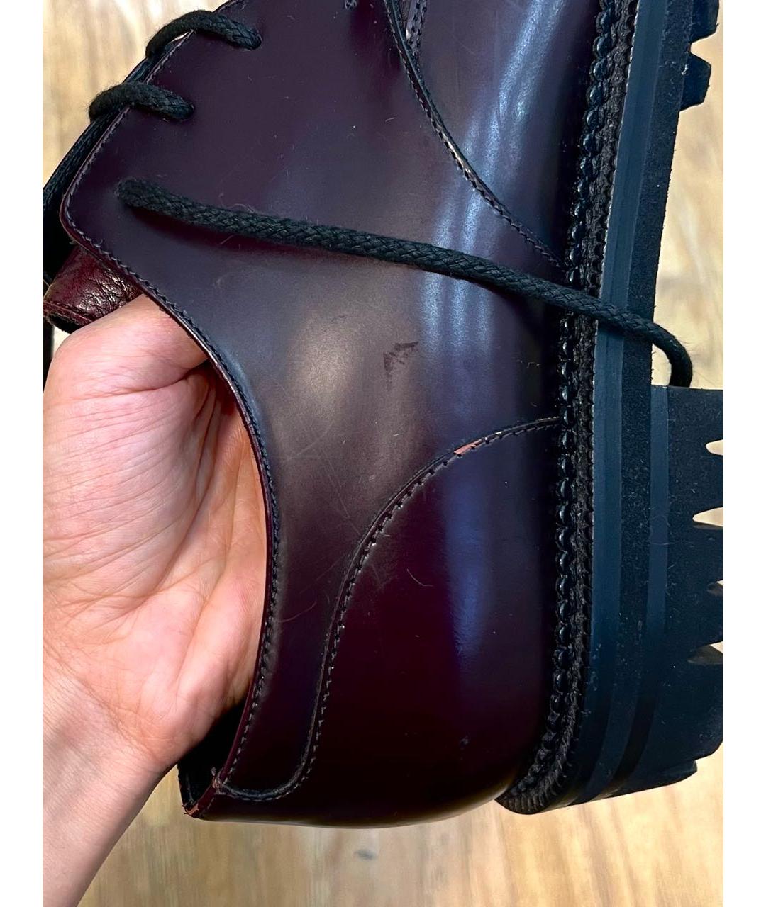 DSQUARED2 Бордовые низкие ботинки из лакированной кожи, фото 7