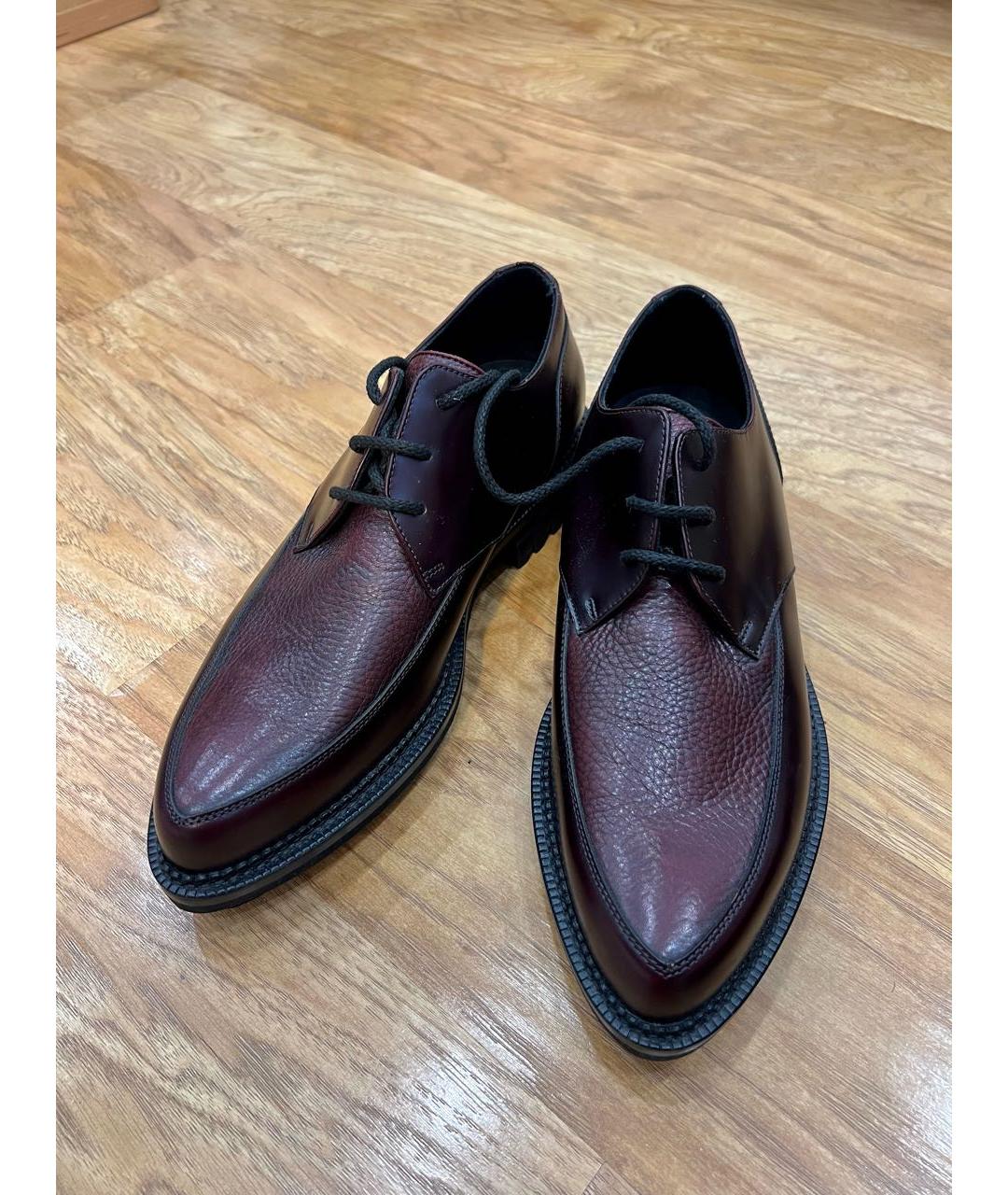 DSQUARED2 Бордовые низкие ботинки из лакированной кожи, фото 2