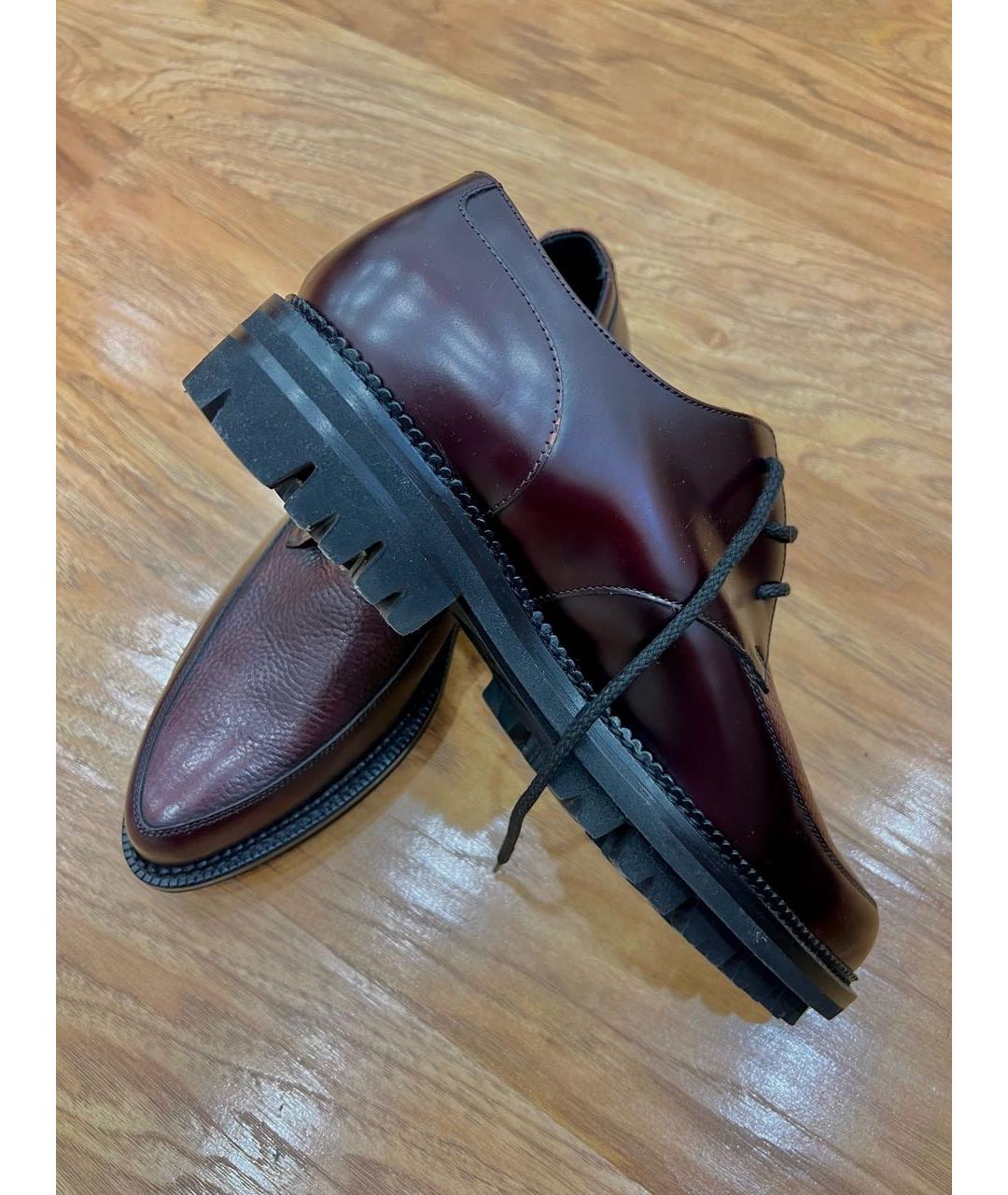 DSQUARED2 Бордовые низкие ботинки из лакированной кожи, фото 4