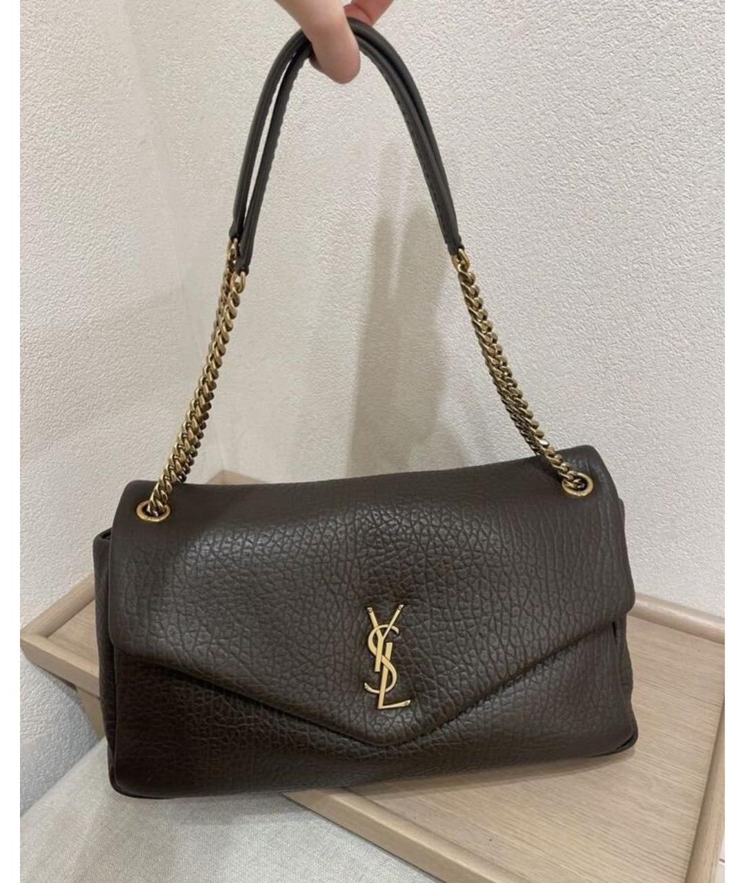 SAINT LAURENT Коричневая кожаная сумка через плечо, фото 3