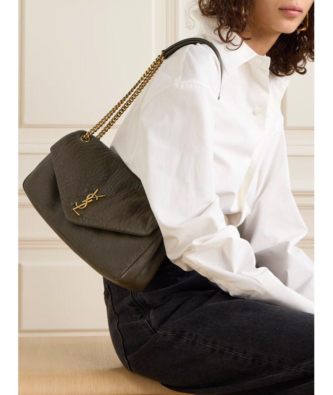 SAINT LAURENT Коричневая кожаная сумка через плечо, фото 2