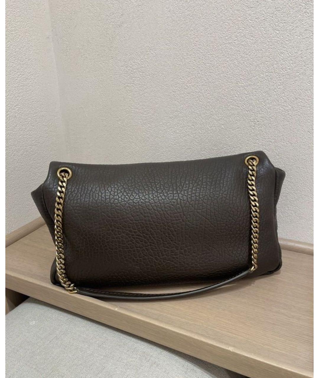 SAINT LAURENT Коричневая кожаная сумка через плечо, фото 4