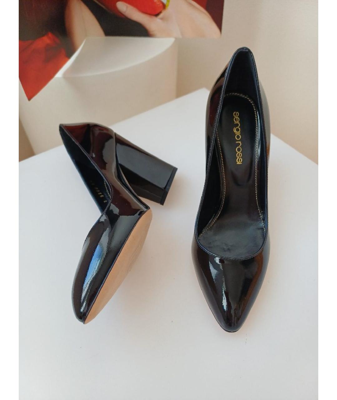 SERGIO ROSSI Черные туфли из лакированной кожи, фото 5
