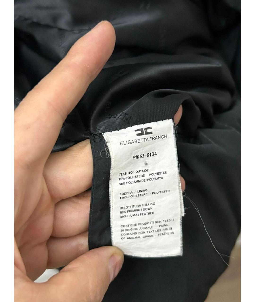 ELISABETTA FRANCHI Черный пуховик, фото 6