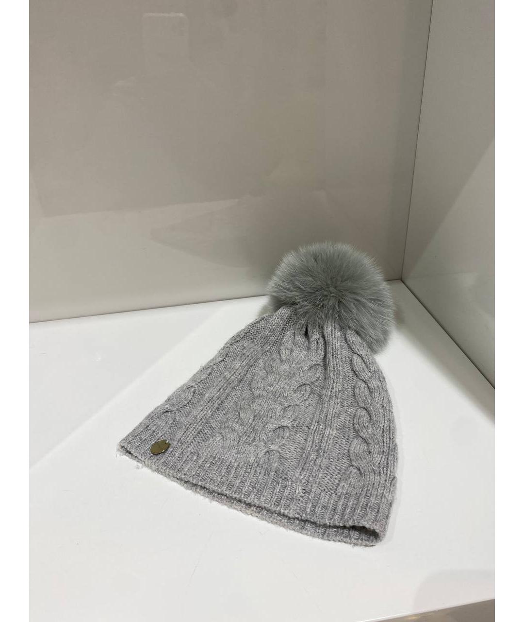 YVES SALOMON Серая шерстяная шапка, фото 3