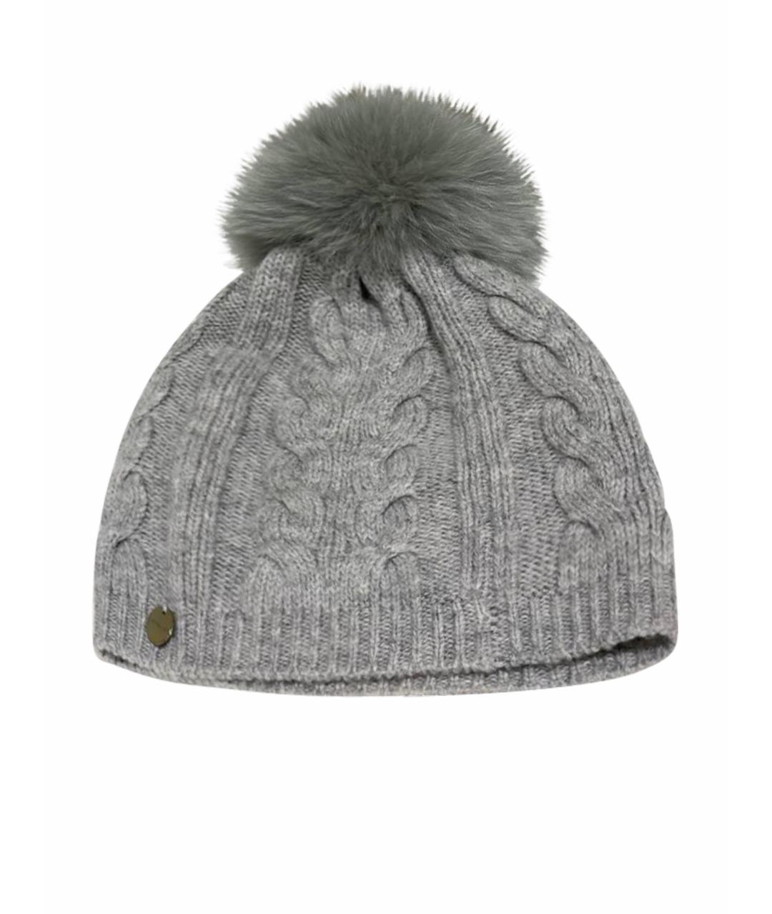 YVES SALOMON Серая шерстяная шапка, фото 1