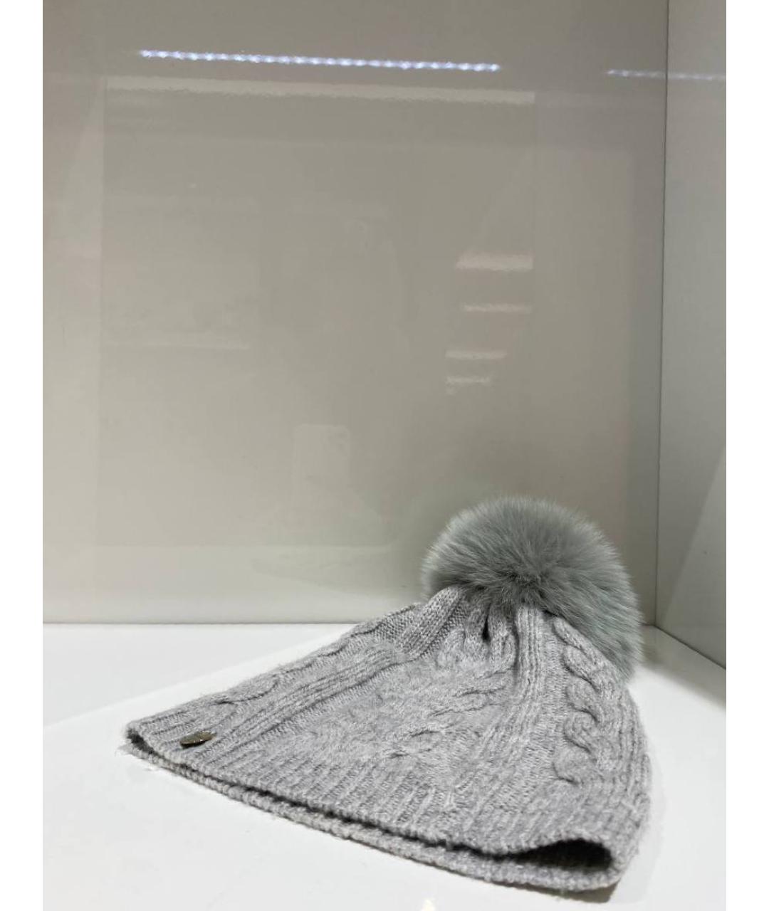 YVES SALOMON Серая шерстяная шапка, фото 2