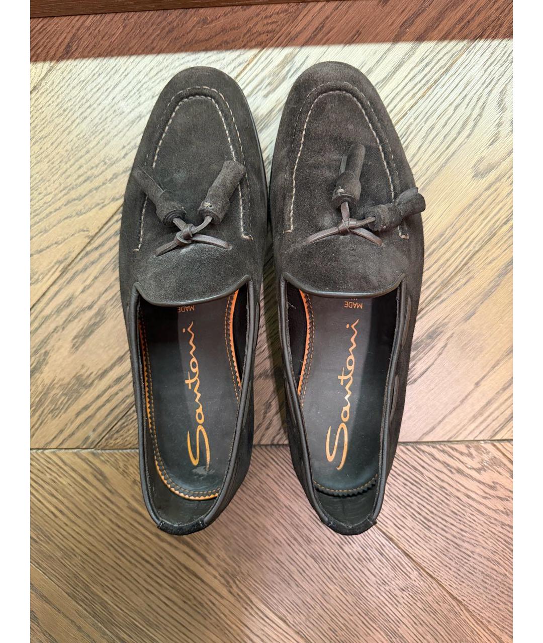 SANTONI Коричневые замшевые лоферы, фото 3