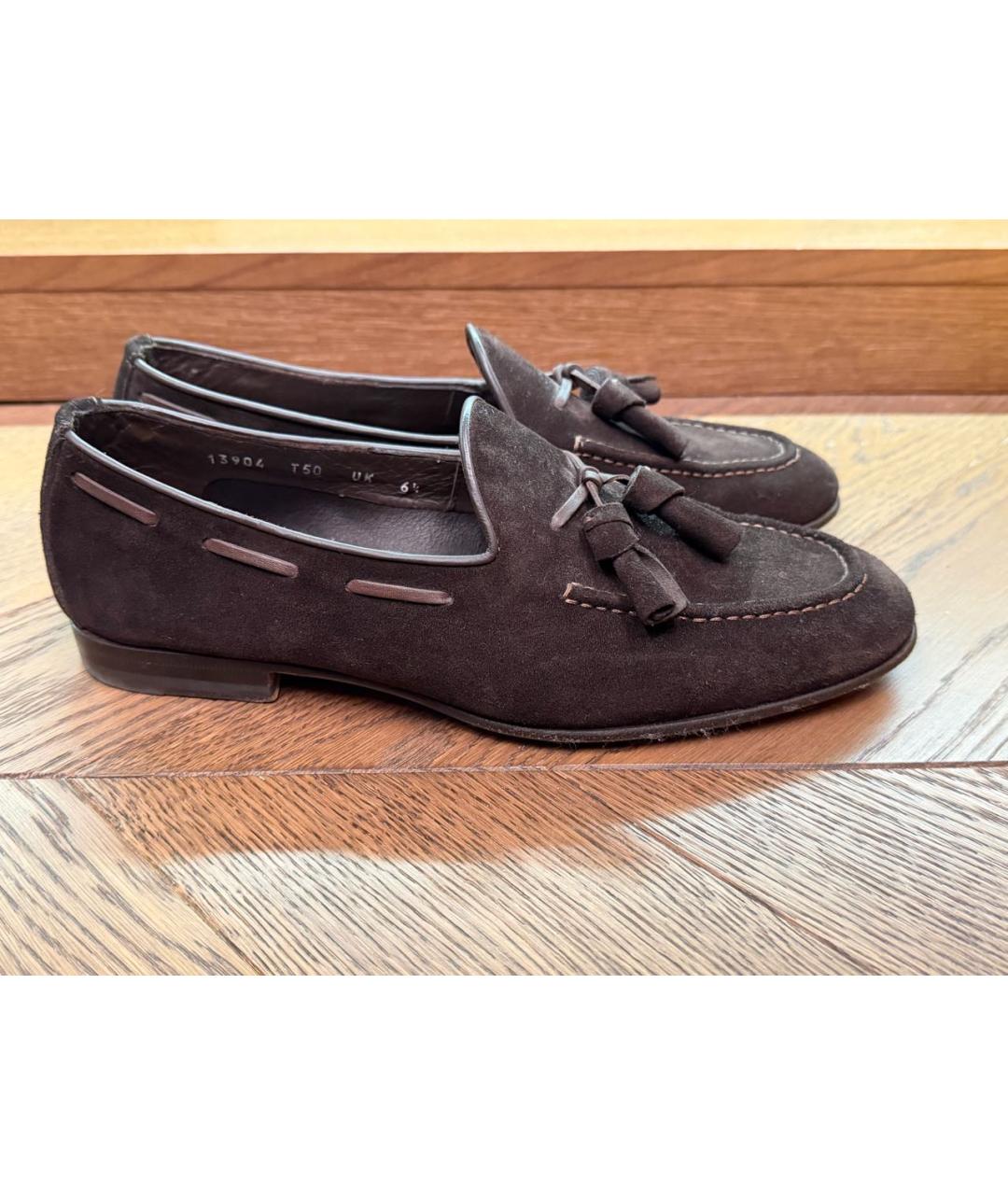 SANTONI Коричневые замшевые лоферы, фото 5