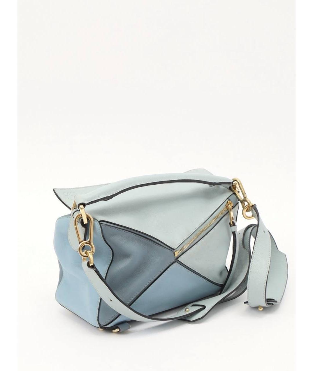 LOEWE Голубая кожаная сумка с короткими ручками, фото 4