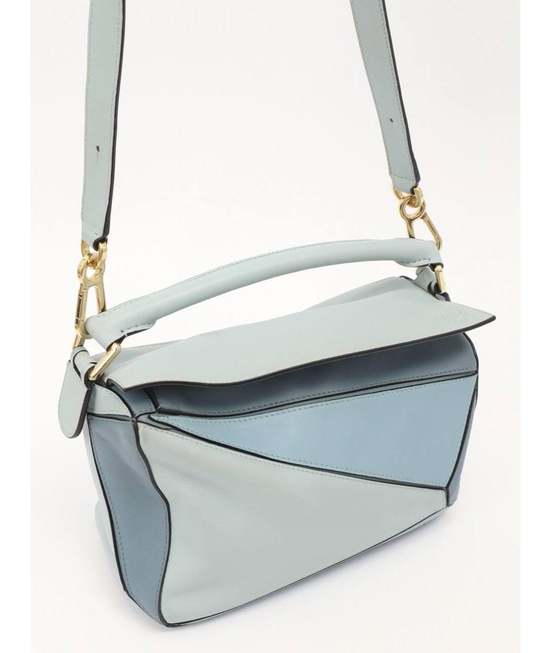 LOEWE Голубая кожаная сумка с короткими ручками, фото 3