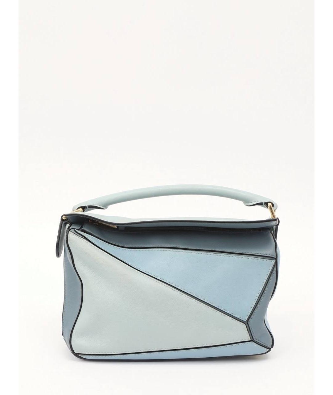 LOEWE Голубая кожаная сумка с короткими ручками, фото 5