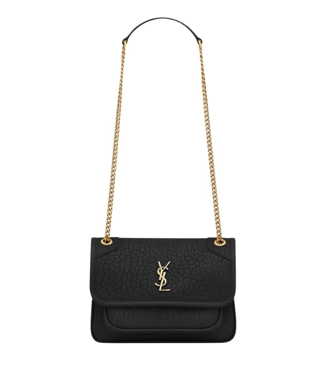 SAINT LAURENT Черная кожаная сумка через плечо, фото 1