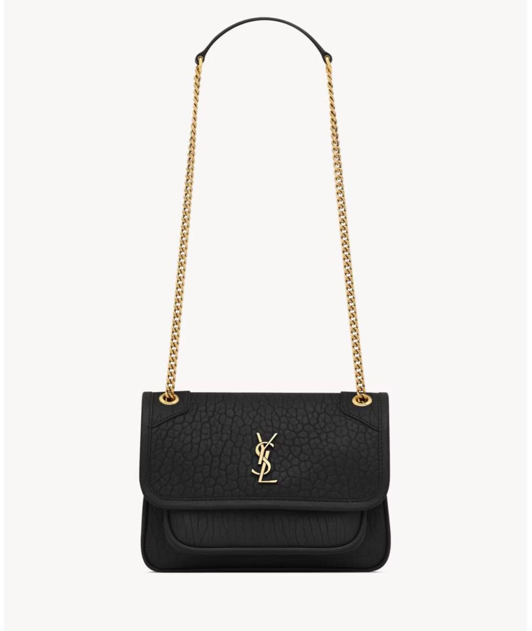 SAINT LAURENT Черная кожаная сумка через плечо, фото 5
