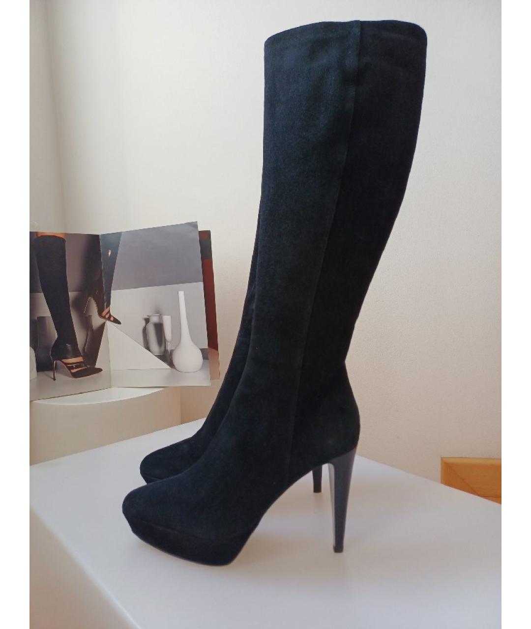 SERGIO ROSSI Черные замшевые сапоги, фото 2