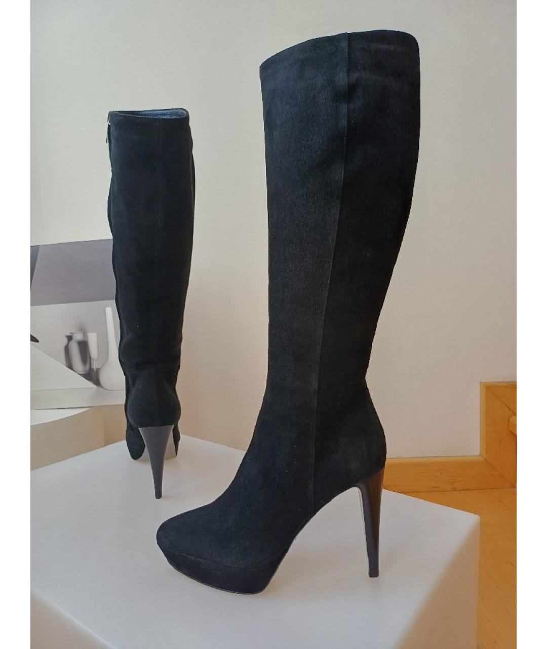 SERGIO ROSSI Черные замшевые сапоги, фото 3