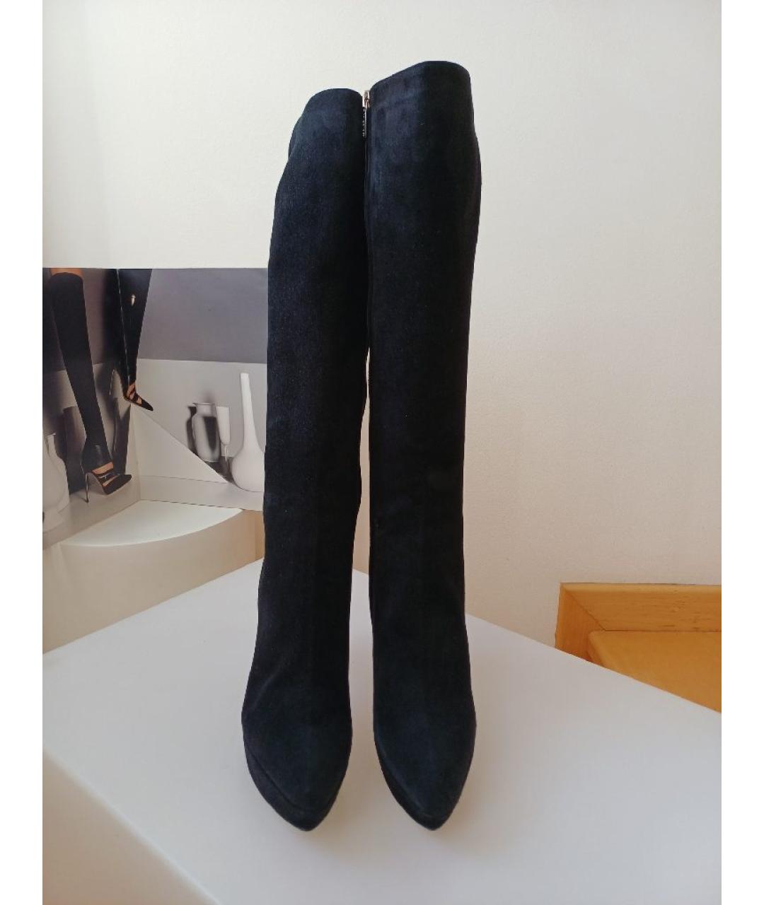 SERGIO ROSSI Черные замшевые сапоги, фото 6