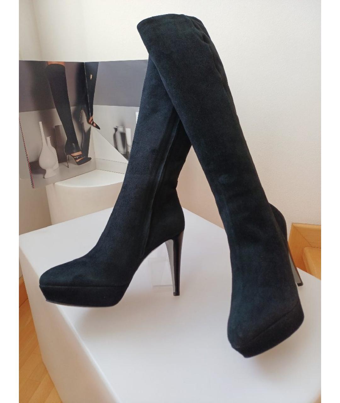 SERGIO ROSSI Черные замшевые сапоги, фото 5