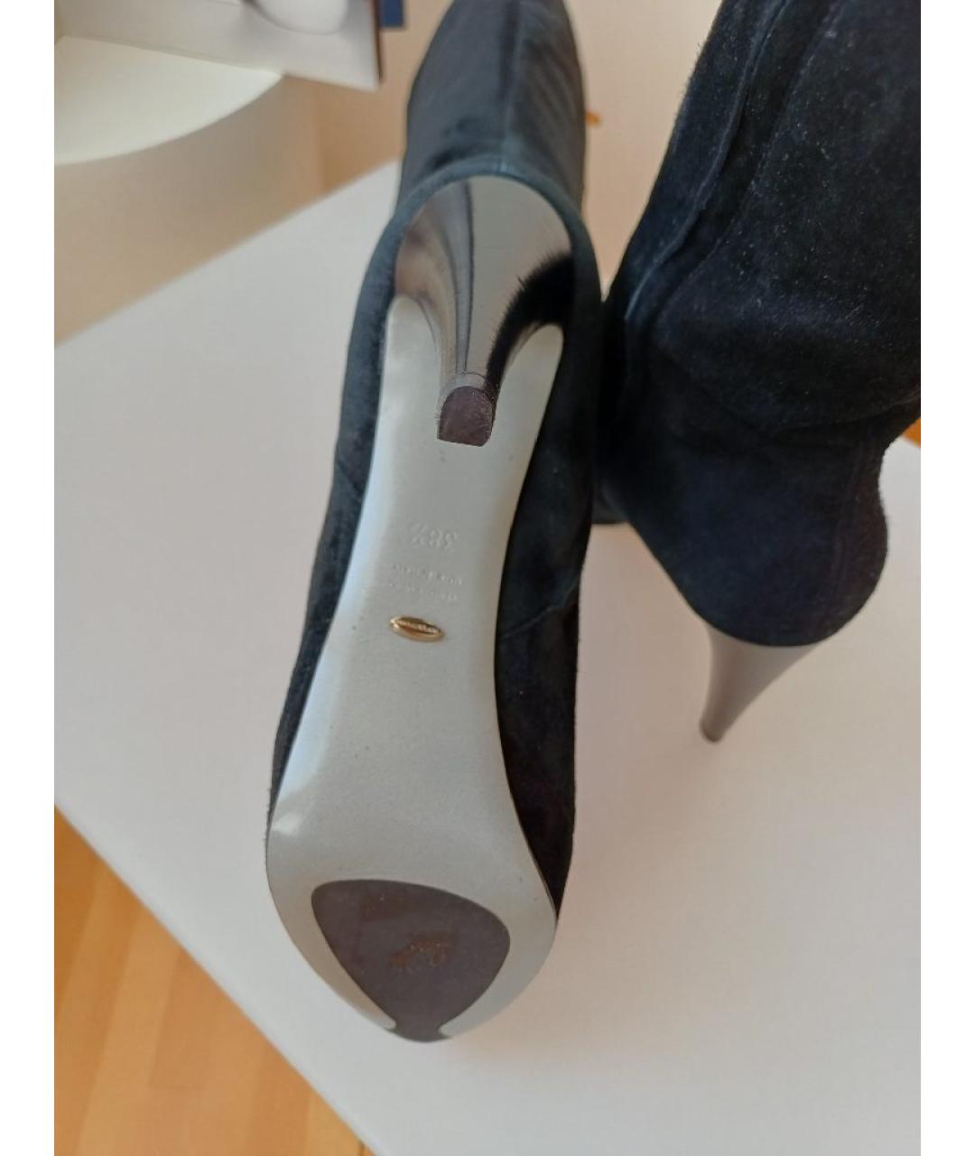 SERGIO ROSSI Черные замшевые сапоги, фото 9